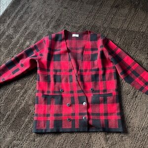 Plaid Red and Black Women's Jacket Untukit